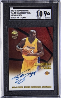 2002-03 Topps Chrome Refractor Auto #TCA-SO Shaquille ONeal Signed Card (#178/850) - SGC MT 9/ SGC 10